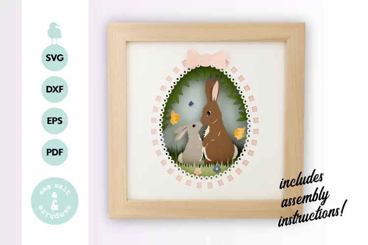 Easter Bunny 3D Shadow Box SVG Layered Paper Cut Template