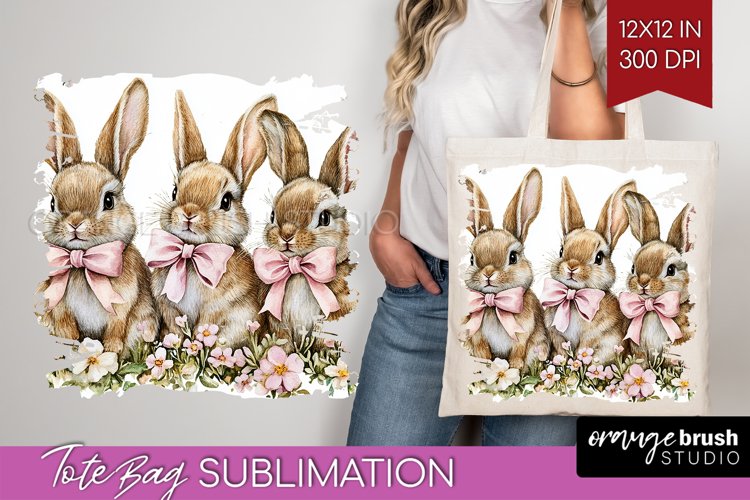 Easter Bunny Tote Bag - Easter Tote Bag PNG Sublimation