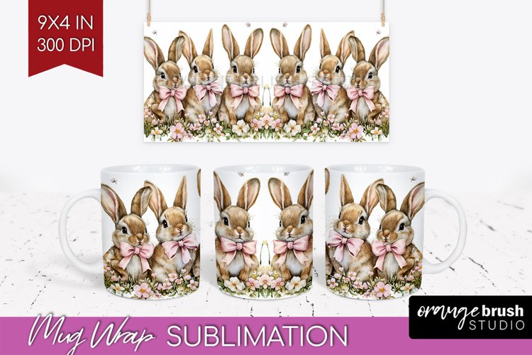 Easter Bunny Mug Wrap - Easter Mug PNG Sublimation