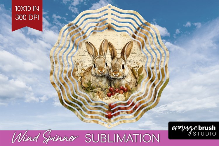Easter Bunny Wind Spinner Sublimation PNG - Easter Round