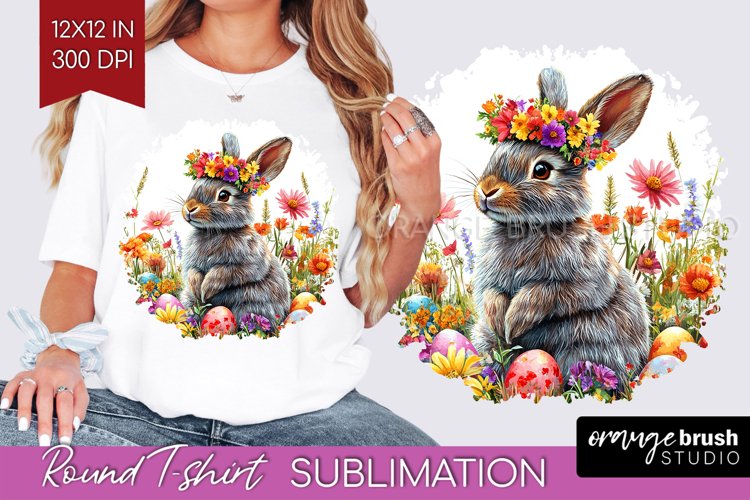 Easter Bunny Round Tshirt Background - Easter PNG