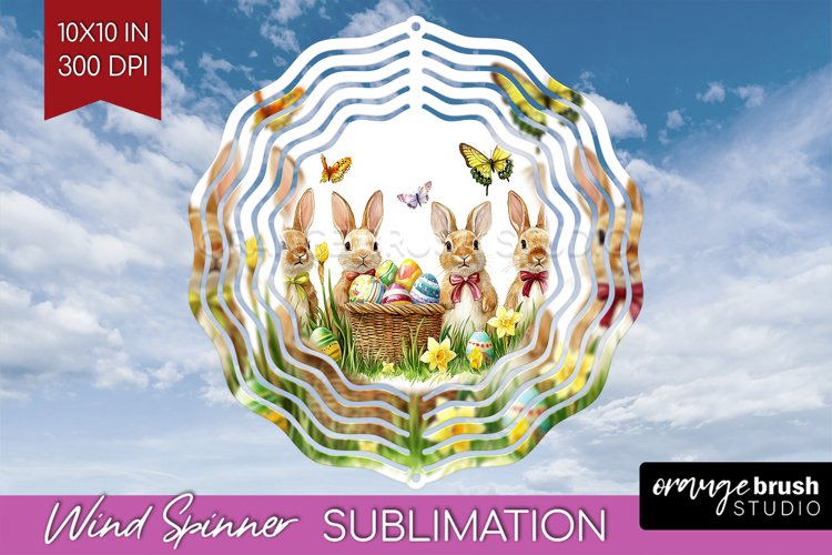 Easter Bunny Wind Spinner Sublimation PNG - Easter Round