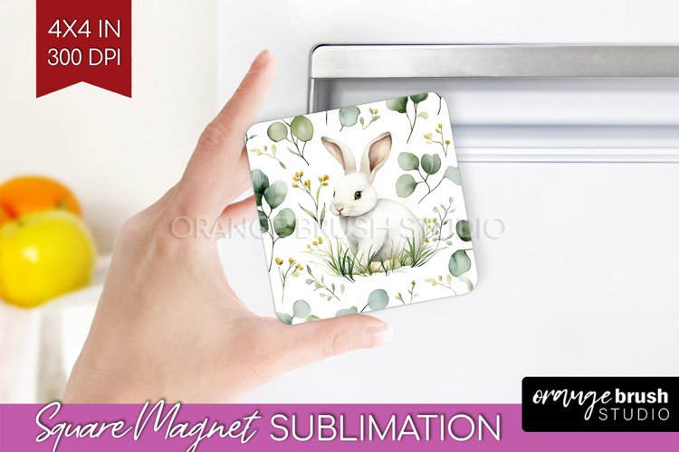 Easter Bunny Magnet Sublimation - Easter Square Magnet PNG