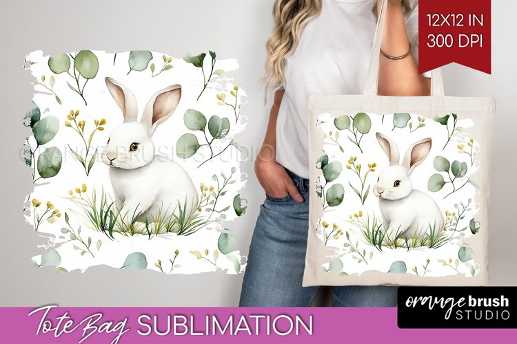 Easter Bunny Tote Bag - Easter Tote Bag PNG Sublimation