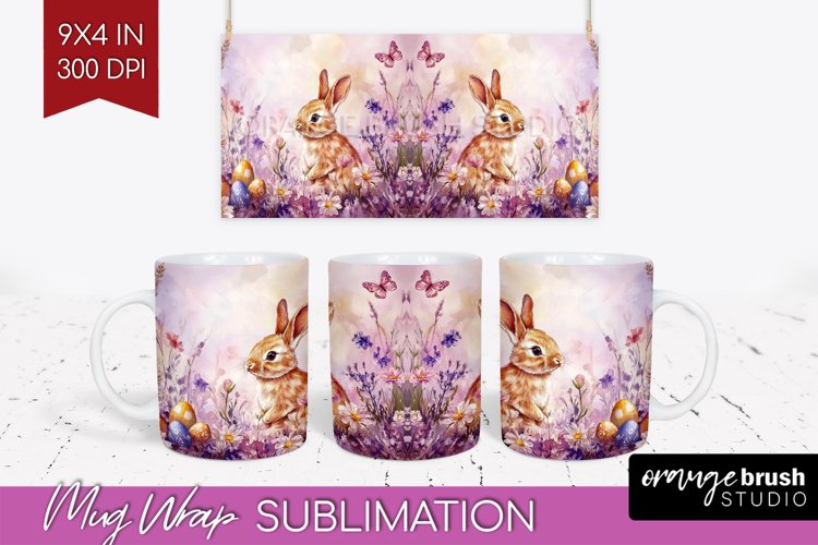 Easter Bunny Mug Wrap - Easter Mug PNG Sublimation