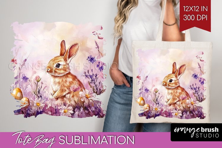 Easter Bunny Tote Bag - Easter Tote Bag PNG Sublimation