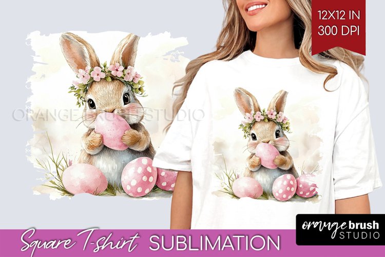 Easter Bunny Square Tshirt Background - Easter PNG