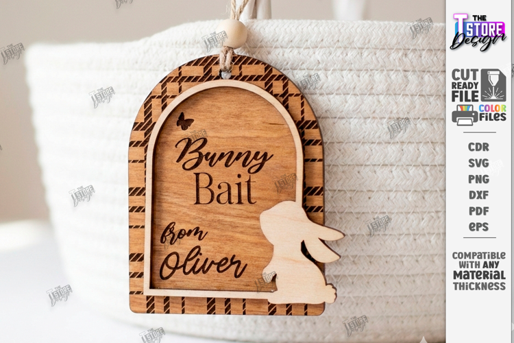 Easter Bunny Bait Tag Laser Cut | 3D Easter Basket Tags SVG