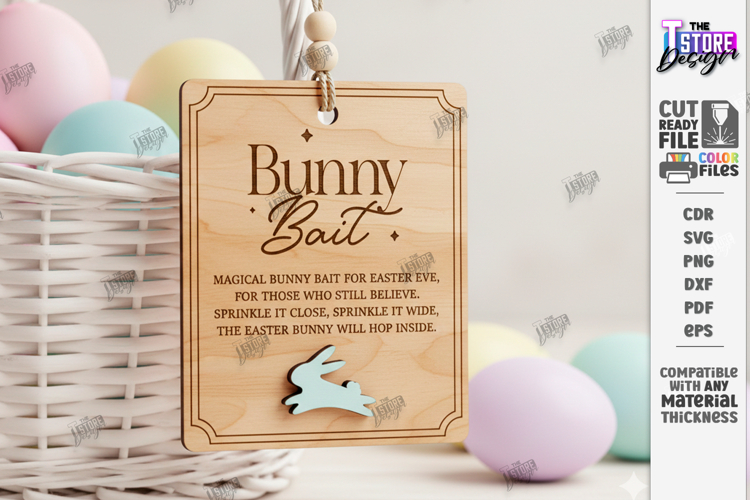 Easter Bunny Bait Tag Laser Cut | 3D Easter Basket Tags SVG