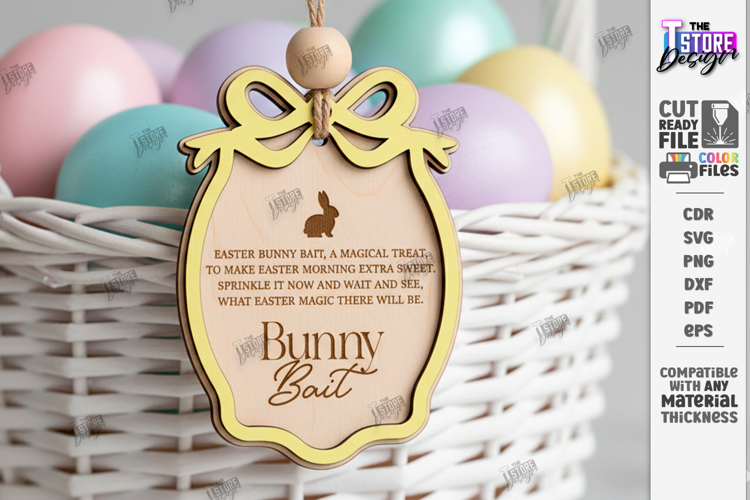 Easter Bunny Bait Tag Laser Cut | 3D Easter Basket Tags SVG