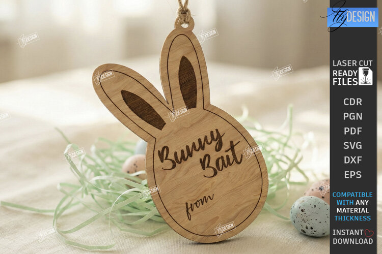 Easter Bait Tag Laser Cut | Basket Tags | Engraved Gift Tags example image 1