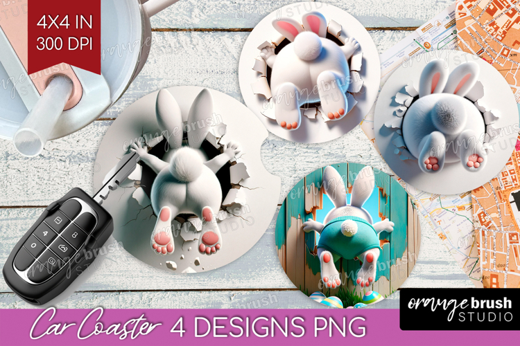 Easter Bunny Car Coaster - Bunny Butt Coaster PNG