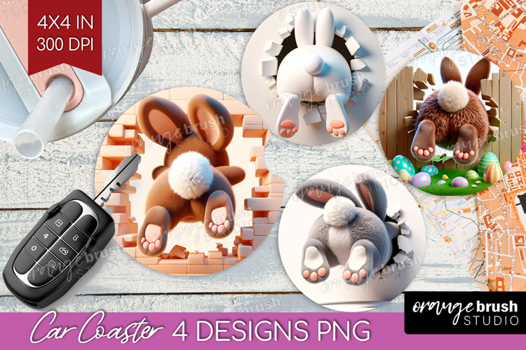 Easter Bunny Car Coaster - Bunny Butt Coaster PNG