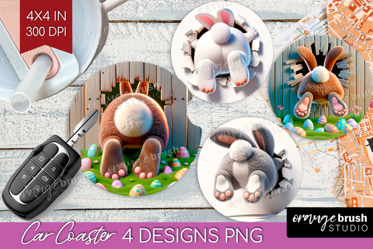 Easter Bunny Car Coaster - Bunny Butt Coaster PNG