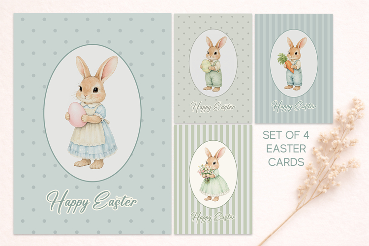 easter bunny card, spring easter card, easter greeting card,