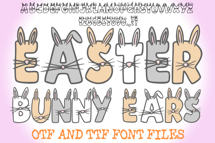 Easter Bunny Ears Font Cute Hand-Drawn Spring Typeface OTF