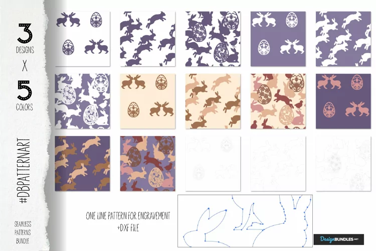 Easter bunny pattern bundle for laser cut and sublimation