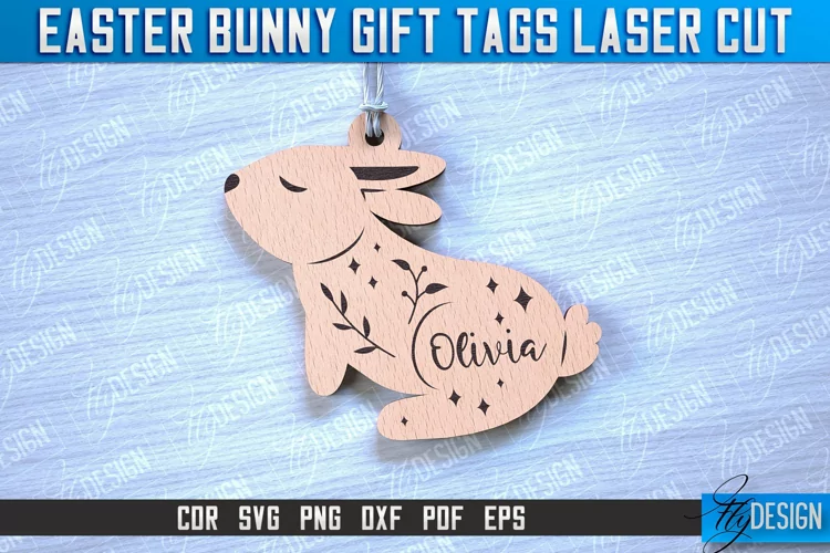 Easter Bunny Gift Tag Laser Cut Design|Easter Bunny Tags SVG