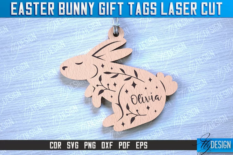 Easter Bunny Gift Tag Laser Cut Design|Easter Bunny Tags SVG