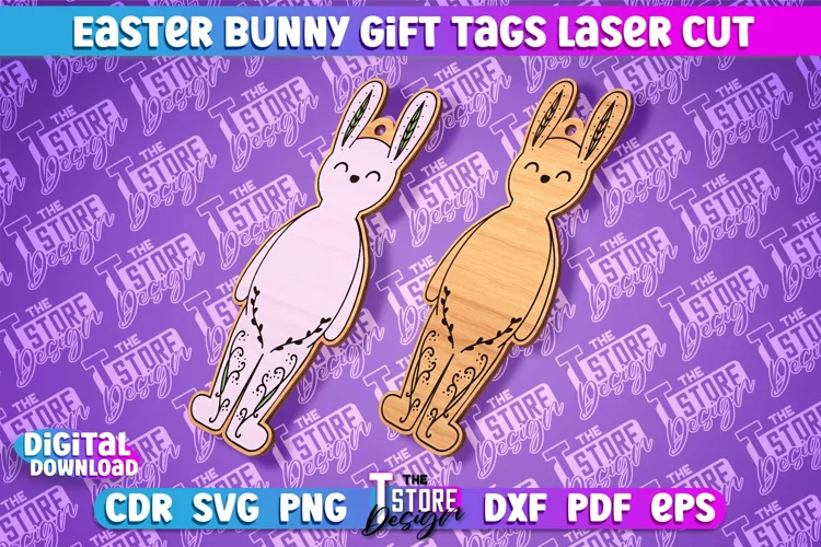 Easter Bunny Gift Tag Laser Cut Design|Easter Bunny Tags SVG