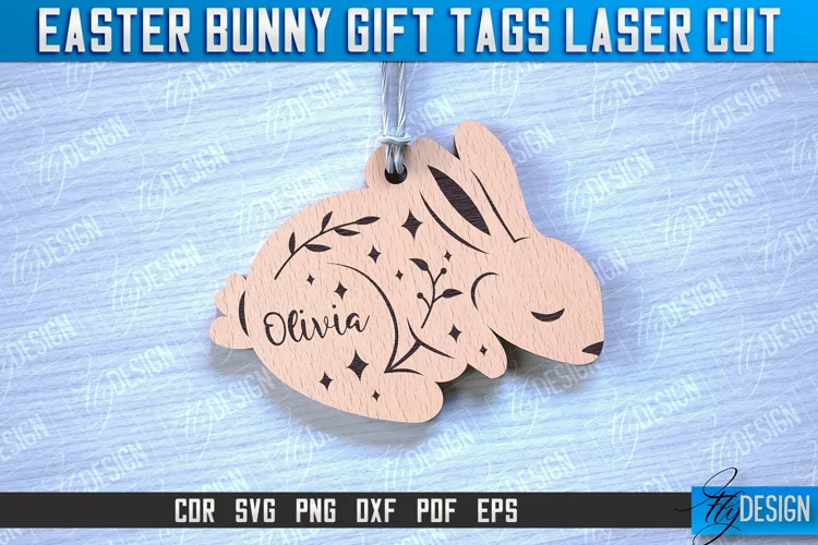 Easter Bunny Gift Tag Laser Cut Design|Easter Bunny Tags SVG