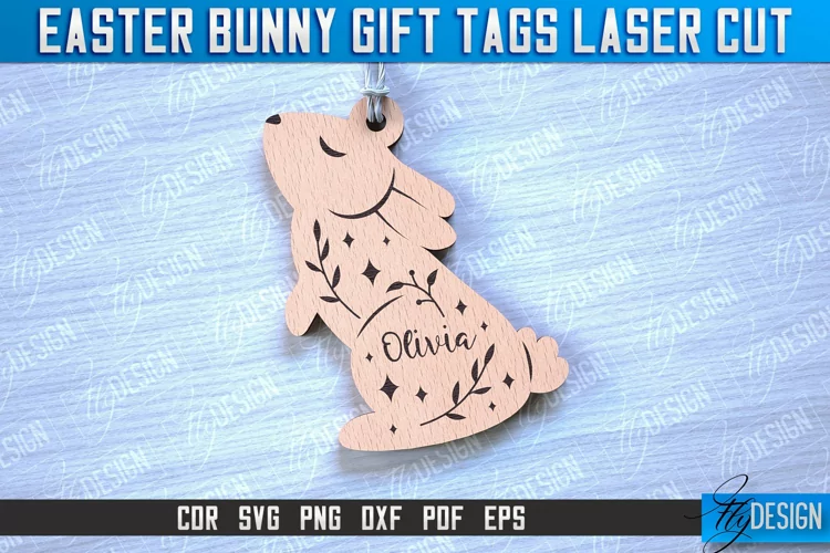 Easter Bunny Gift Tag Laser Cut Design|Easter Bunny Tags SVG