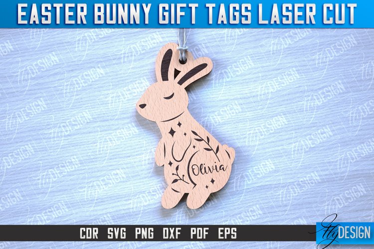 Easter Bunny Gift Tag Laser Cut Design|Easter Bunny Tags SVG