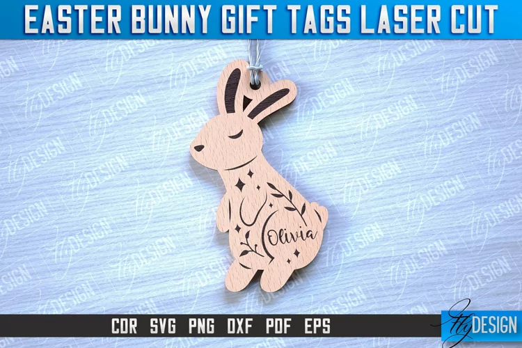 Easter Bunny Gift Tag Laser Cut Design|Easter Bunny Tags SVG