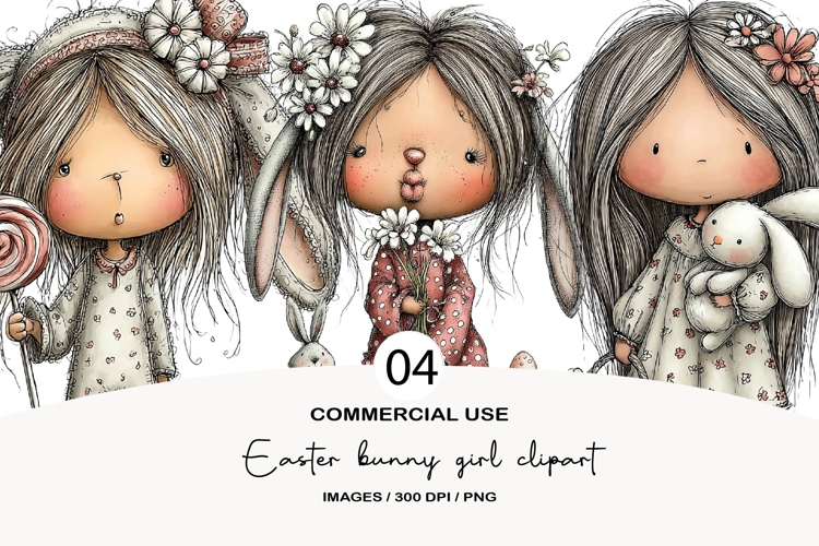 Easter bunny girl clipart png
