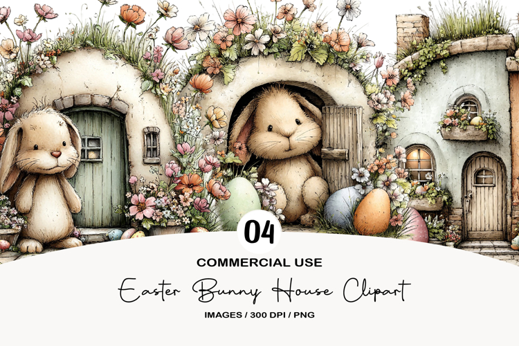 Easter Bunny House Clipart