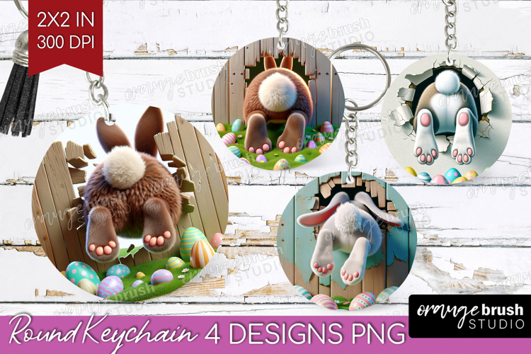 Easter Bunny Keychain PNG - Bunny Butt Keychain Sublimation
