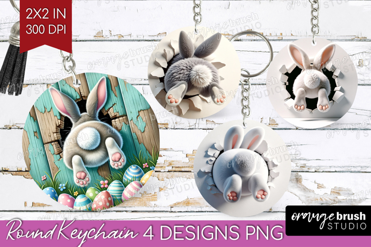 Easter Bunny Keychain PNG - Bunny Butt Keychain Sublimation