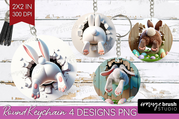 Easter Bunny Keychain PNG - Bunny Butt Keychain Sublimation