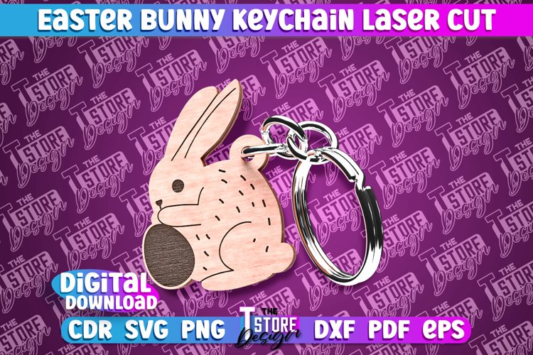 Easter Keychain | Easter Bunny Keychain Laser | Happy Easter example image 1