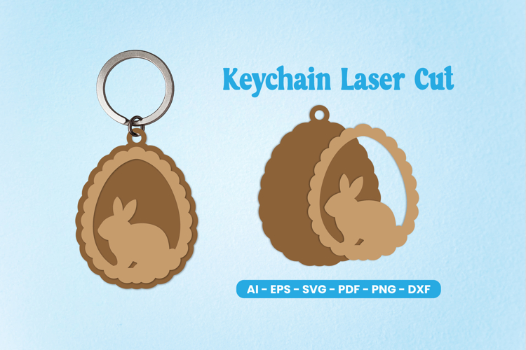 Easter Bunny Keychain Laser Cut SVG
