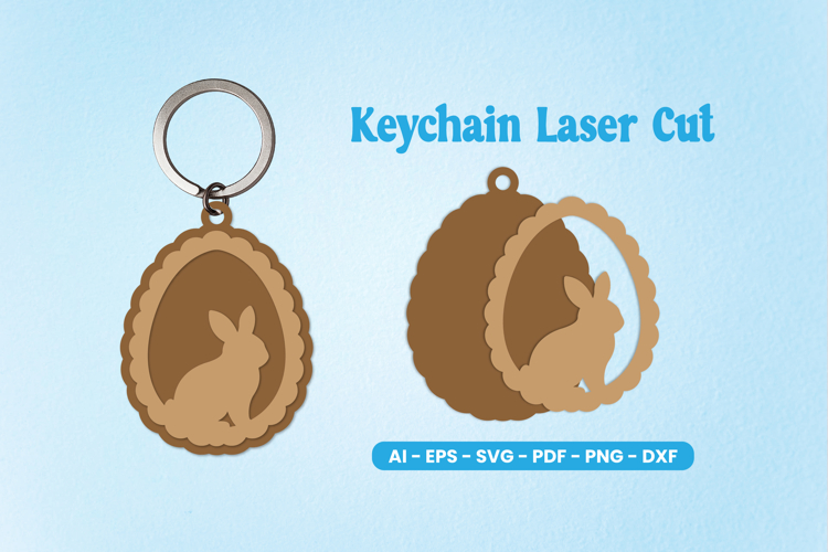 Easter Bunny Keychain Laser Cut SVG