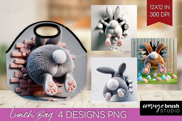 Easter Bunny Lunch Bag - Bunny Butt Lunch Bug PNG