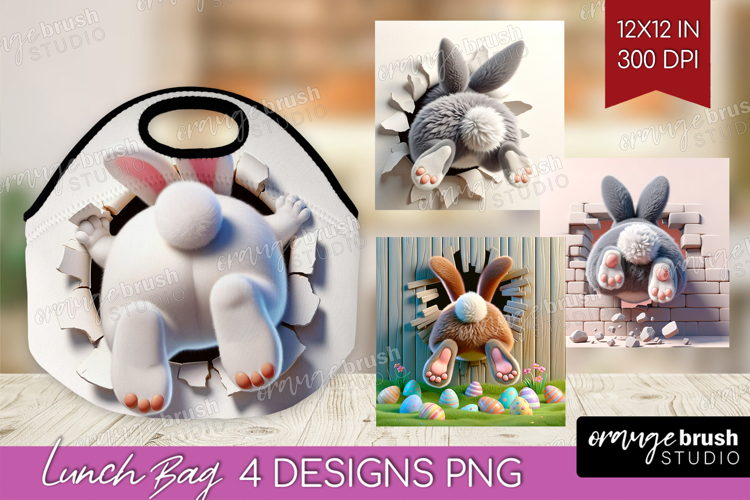 Easter Bunny Lunch Bag - Bunny Butt Lunch Bug PNG