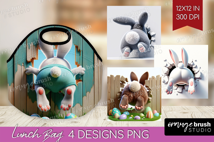 Easter Bunny Lunch Bag - Bunny Butt Lunch Bug PNG