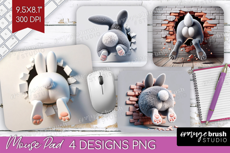 Easter Bunny Mouse Pad Sublimation - Bunny Butt Mousepad PNG