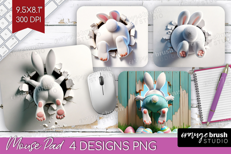 Easter Bunny Mouse Pad Sublimation - Bunny Butt Mousepad PNG