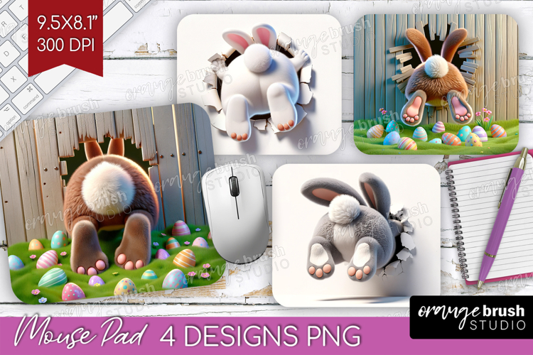 Easter Bunny Mouse Pad Sublimation - Bunny Butt Mousepad PNG