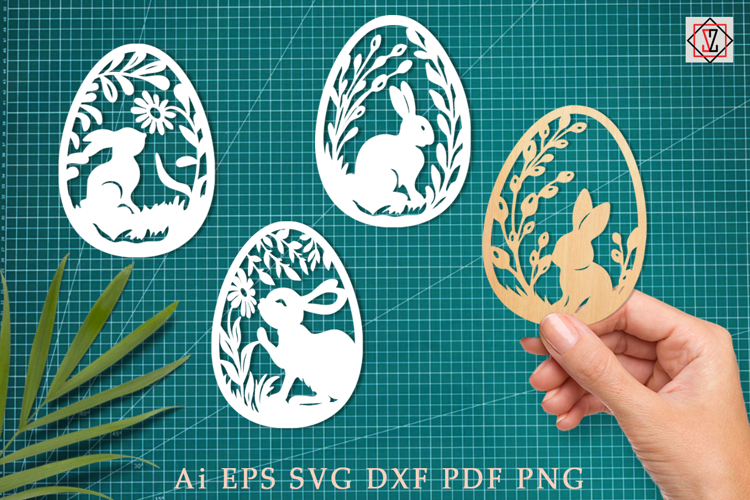 Easter Bunny Papercut Eggs|4 Cutting Templates