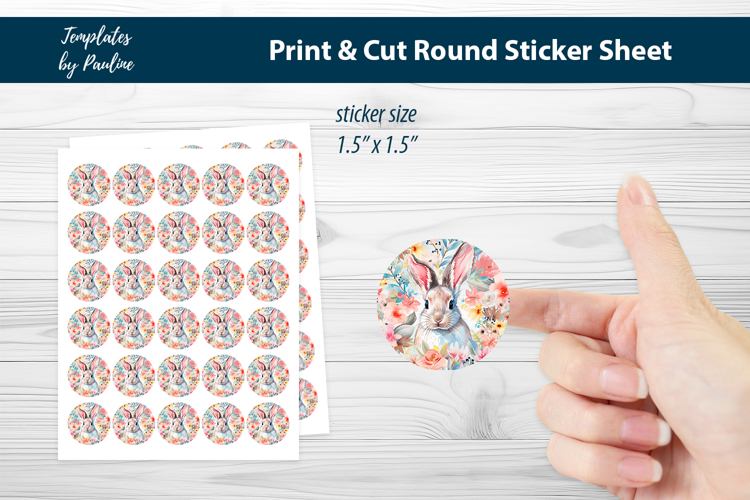 Easter Bunny Printable Sticker Sheet, Digital Sticker