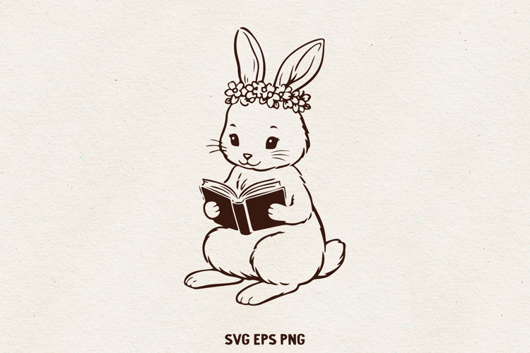 Easter Bunny Illustration | Cute Spring Rabbit Line SVG