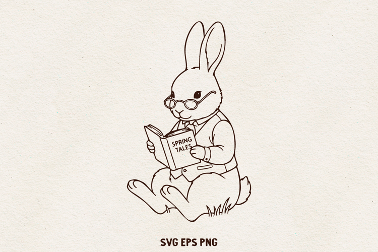 Easter Bunny Illustration | Cute Spring Rabbit Line SVG