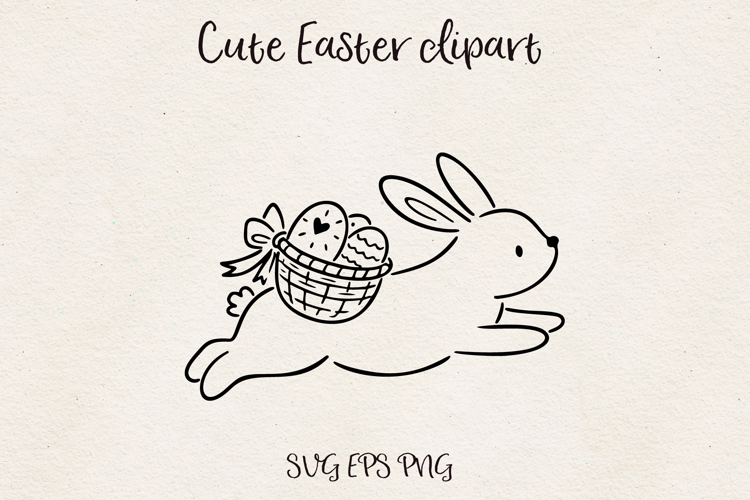 Running Easter Bunny Clipart SVG PNG EPS Bunny Basket Spring