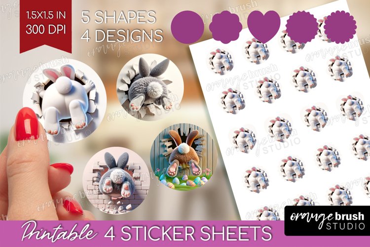 Easter Bunny Round Sticker - Bunny Butt Printable Sticker