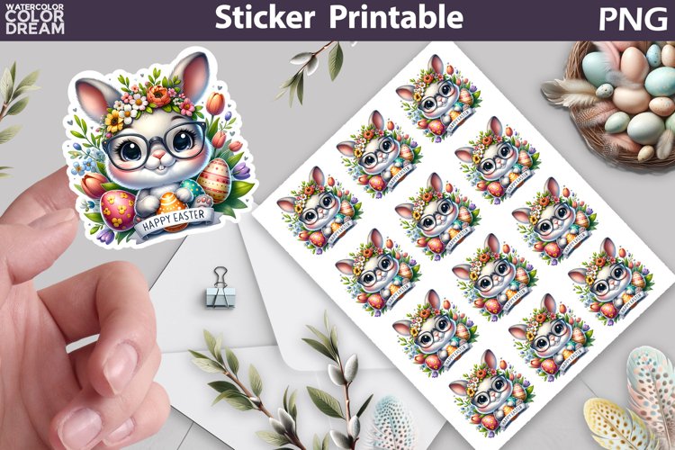 Easter Bunny Sticker | Happy Easter Sticker Printable