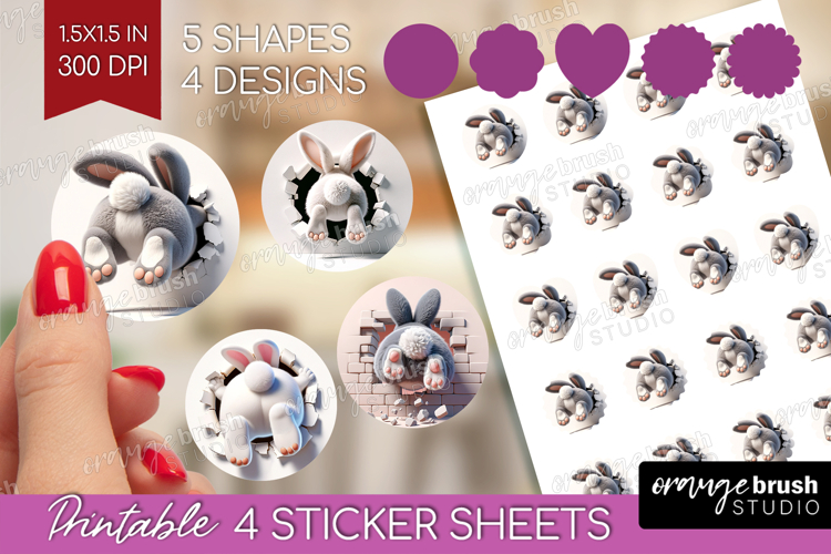 Easter Bunny Round Sticker - Bunny Butt Printable Sticker
